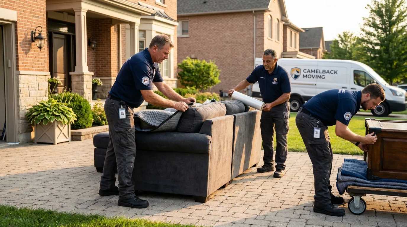 Large estate moving crew wrapping furniture in Clearlake Oaks, CA